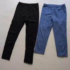 【2点セット】キッズ レギンス 140 黒 デニム