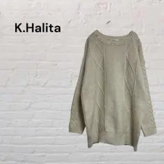 ビジュー付き　ケーブル編み ニット セーター ベージュ M ゆったり 防寒