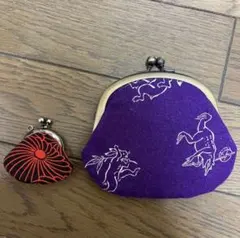 がま口　2個セット　鳥獣戯画　花柄　和柄　着物　和風　ポーチ　財布　ピルケース