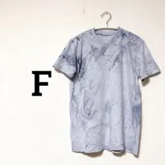 ノーブランドトップスTシャツ【F】マーブル柄 グレー カジュアル クールネック