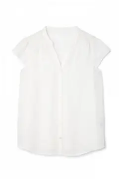 【未着用】フレンチスリーブブラウス／ナチュラルビューティベーシック　ホワイト