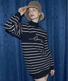 eimy istoire クラシックeimyボーダーオーバーニットミニワンピース