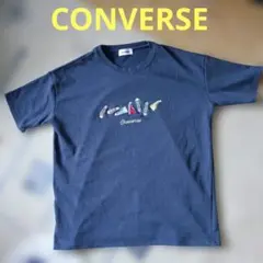 CONVERSE　レディース　Tシャツ　　ネイビー スニーカー刺繍　サイズ Lのサムネイル