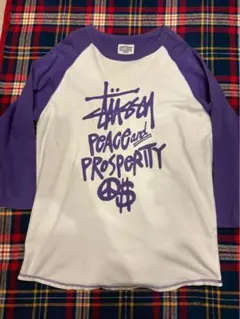 ステューシー Stussy ロンT 長袖Tシャツ ラグラン ホワイト パープル