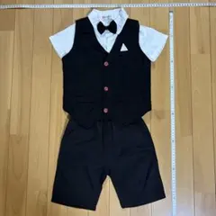 キッズ フォーマル ベスト・半ズボン・シャツ・蝶ネクタイの4点セット120cm