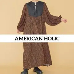 【AMERICAN HOLIC】ステッチワークボリュームワンピース 花柄 トロミ