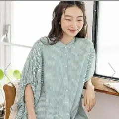 く*ん様 niko and ... ケアーイージー　ストライプシャツ Lサイズ