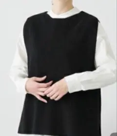 【極美品】即完売商品　かぐれ ドライコットン綿100%ニット ベスト 黒