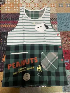 PEANUTS スヌーピー 保育士 エプロン グリーン系 美品