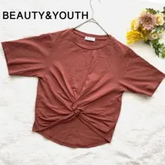 BEAUTY&YOUTH フロントクロスショートTシャツ テラコッタ色のサムネイル