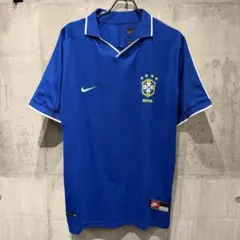 UMBRO ブラジル代表 ゲームシャツ L 青 CBF 刺繍 サッカーシャツ