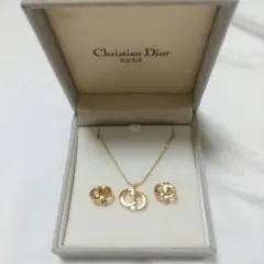 美品・箱付 Dior ネックレス イヤリング セット CDロゴ ゴールド 刻印