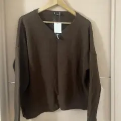 ブラウン Vネック ニットセーター 長袖