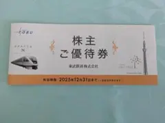 東武鉄道 株主優待券 2025年12月31日まで