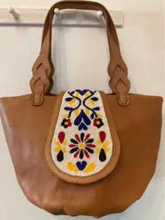 robita ロビタ ビーズ刺繍 レザートートバッグ