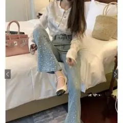 GRL ビジューデニムフレアパンツ［at2310］