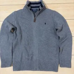 ポロラルフローレン　フルジップアップ　ニットセーター　グレー　150cm