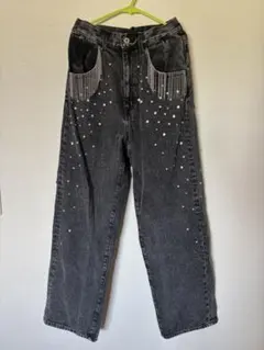 MAISON SPECIAL スタッズ ラインストーン フリンジ デニムパンツのサムネイル