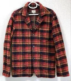 ウールジャケット　秋冬アウター 赤系　プレイド柄　Mサイズ