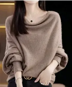 【ブルーローズ様専用】ブラウン バットウィングスリーブ ニット