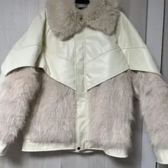 クリーム色 フェイクファー ジャケット