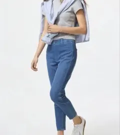 ユニクロ　ウルトラストレッチクロップドレギンスパンツ　XL BLUE