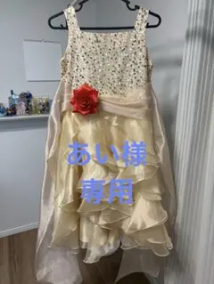 ゴールド　フリルドレス 赤い花のサムネイル