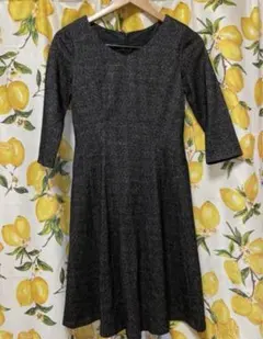 クードシャンス 膝丈 七分袖　ウール　ワンピース 36 Sツイードワンピース