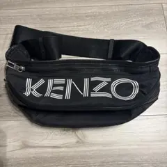 kenzo ケンゾー ボディバッグ バムバッグ ブラック ナイロン 銀ロゴ