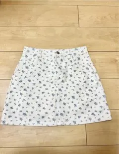 NICE CLAUP 花柄 ミニスカート ホワイト 台形スカート タイトスカート