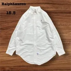 ラルフローレン　ボタンダウンオックスフォードシャツ白ポニー刺繍15.5