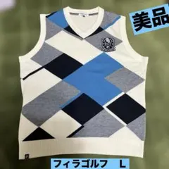 FILA GOLF メンズ　ニットベスト　アーガイル　Ｌ　美品