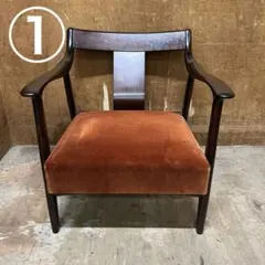 used】②松本民芸家具 ベロア チェア ダイニングチェア オレンジ