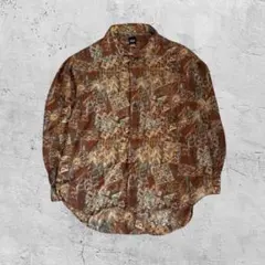 vintage 柄シャツ 長袖シャツ オーバーサイズ 長袖 エスニック アジアン