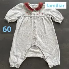 familiar ファミリア ロンパース 60サイズ チェック襟