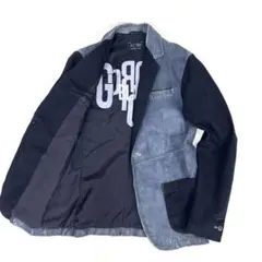 ARMANI JEANS レザー × インディゴコットン テーラードジャケットのサムネイル