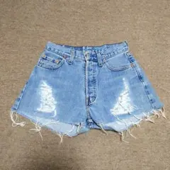 美品 Levi's 517 ダメージデニムショートパンツ W28