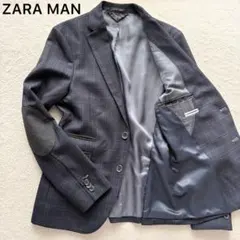 ZARA MAN ザラ テーラードジャケット チェック エルボーパッチ