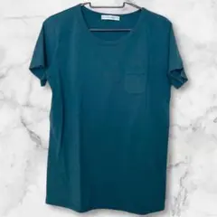9【USED】ダークグリーン 半袖　Tシャツ 　左胸ポケット