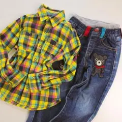 希少　平成レトロ　ミキハウス　ダブルビー　長袖シャツ　デニム　ボトムス