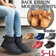 【秋冬新作】ビジュー付きショートムートンブーツ☆グレー