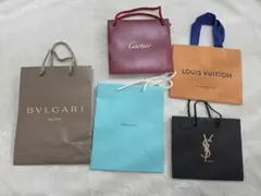ブランドショッピングバッグセット5点　紙袋まとめ売り　ショッパー