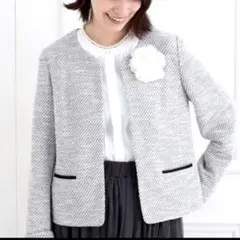 SHOO LA RUE ノーカラージャケット ホワイト系LL