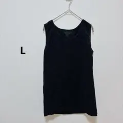 ✨貴重✨黒【L】ノースリーブトップス　透け感あり