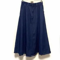 デニム フレアロングスカート ウエストゴム入り