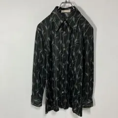 ヴィンテージ　フェザー　ストライプ　レトロ　ポケット　ニット　長袖シャツ　古着