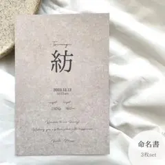 ❁⃘ 命名書 無機質　ニュアンス　3枚セット　ハガキサイズ（A4へ変更追加可）