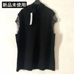 極美品デートノースリーブ　大人　上品タートルネック　ビジュー　ブラック　Mサイズ