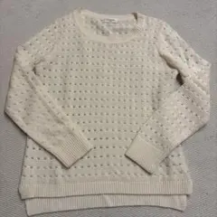 OFUON 透かし編みアイボリーセーター