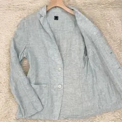 T-JACKET テーラードジャケット リネン 青系 Mサイズのサムネイル